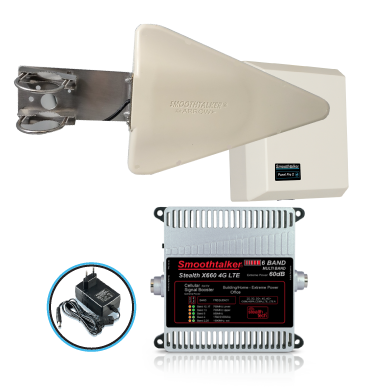 Stealth X660 60 dB Cellular Signal Booster Kit (with Directional Yagi Outside Antenna)
