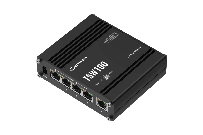 Teltonika | TSW100 Unmannaged PoE+ switch 5xGb ports