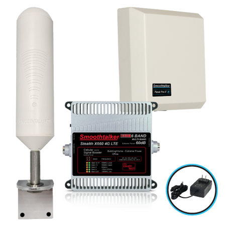 Stealth X660 60 dB Cellular Signal Booster Kit (with Omni Outside Antenna)