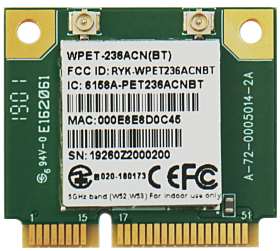 WPET-236ACN(BT) WiFi 5 & BT Module WPET-236ACN(BT) WiFi/Bluetooth Modules 37.5